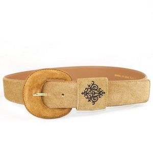 Vintage Tan Suede Western Boho Filigree Belt
